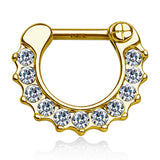 14K Solid Gold CZ Nose Ring Septum Clicker Daith