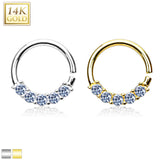 14K Solid Gold CZ Bendable Nose Ring Septum Cartilage Tragus