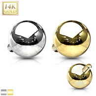 14K Solid Gold Ball 3mm Internally Threaded Dermal Anchor Top