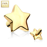 14K Solid Gold 4 mm Star Dermal Anchor Top