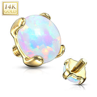 14K Solid Gold Opal Dermal Anchor Top