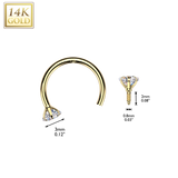 14K Solid Gold Prong Star CZ Circular Barbell Horseshoe Nose Ear Piercing