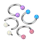 Opal Balls Horseshoe Circular Barbells Tragus Nose Septum 16G