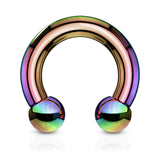 1 Pc Big Gauge Color Titanium Horseshoe Circular Barbell