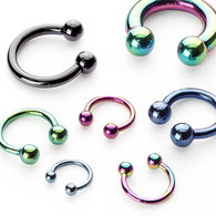 1 Pc Big Gauge Color Titanium Horseshoe Circular Barbell