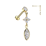 316L Threadless Marquise Flower CZ Dangle Tragus Labret Cartilage Helix