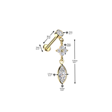 316L Threadless Marquise Flower CZ Dangle Tragus Labret Cartilage Helix
