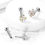 Threadless 3 Marquise CZ Top Labret Tragus Snug Ear Cartilage Helix Studs