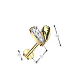 Half CZ Heart Top Threadless Push In Labret Tragus Snug Ear Cartilage Helix