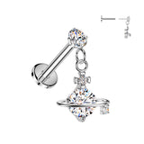 Threadless Push In CZ Saturn Dangle Tragus Snug Ear Cartilage