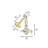 Threadless Push In CZ Saturn Dangle Tragus Snug Ear Cartilage