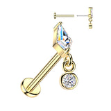Kite CZ & Bezel Set CZ Dangle Top Tragus Labret Cartilage Studs