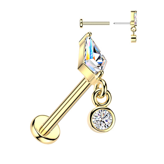 Kite CZ & Bezel Set CZ Dangle Top Tragus Labret Cartilage Studs