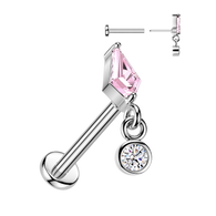 Kite CZ & Bezel Set CZ Dangle Top Tragus Labret Cartilage Studs
