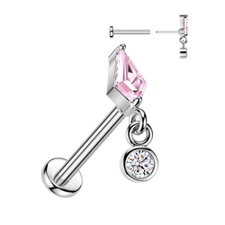Kite CZ & Bezel Set CZ Dangle Top Tragus Labret Cartilage Studs