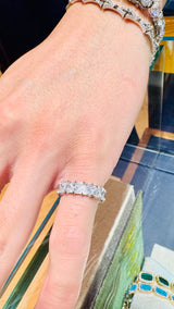 Shiny Triangle 6mm CZ Eternity Stainless Steel Ring