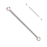 Titanium Threadless Push in Industrial Barbell with CZ