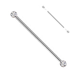 Titanium Threadless Push in Industrial Barbell with CZ