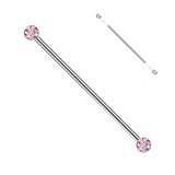 Titanium Threadless Push in Industrial Barbell with CZ