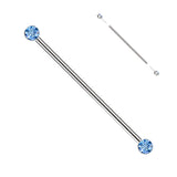 Titanium Threadless Push in Industrial Barbell with CZ