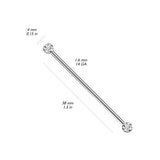 Titanium Threadless Push in Industrial Barbell with CZ