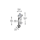 Titanium Threadless Push In Diamond CZ Dangle Eyebrow Ring 16G