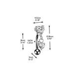 Titanium Threadless Push In Heart CZ Dangle Eyebrow Curved Barbell