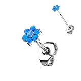 1 Pc Implant Titanium Threadless Earring Stud With Opal Flower Top