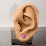 1 Pc Implant Titanium Threadless Earring Stud With Opal Flower Top