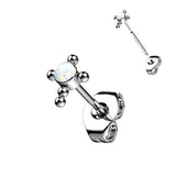 1 Pc Implant Titanium Threadless Earring Stud With Opal & CZ Top