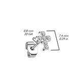 1 Pc Implant Titanium Threadless Earring Stud With 6 CZ Cross Top