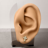 1 Pc Implant Titanium Threadless Earring Stud With 6 CZ Cross Top