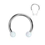 Implant Titanium 3mm Opal Ball Horseshoe Circular Barbells