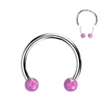 Implant Titanium 3mm Opal Ball Horseshoe Circular Barbells