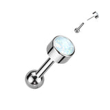 Titanium Threadless Push-In Cartilage Barbell with Bezel Opal