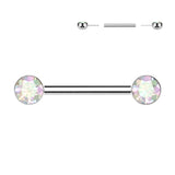 Pair Titanium Threadless Push in Nipple Barbell with CZ