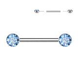 Pair Titanium Threadless Push in Nipple Barbell with CZ