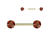 Pair Titanium Threadless Push in Nipple Barbell with Prong CZ