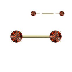 Pair Titanium Threadless Push in Nipple Barbell with Prong CZ