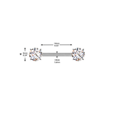 Pair Titanium Threadless Push in Nipple Barbell with Prong CZ