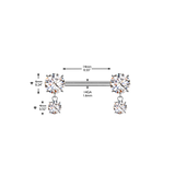 Pair Titanium Threadless Push in Nipple Barbell with Prong CZ & Dangles