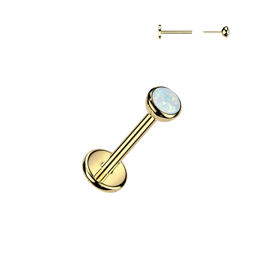 Titanium Threadless Opal Top Push in Labret Cartilage Tragus