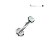 Titanium Threadless Opal Top Push in Labret Cartilage Tragus