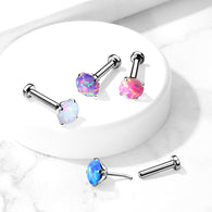 Titanium Threadless Push in Prong Set Opal Labret Cartilage