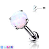 Titanium Threadless Push in Prong Set Opal Labret Cartilage