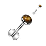 Titanium Threadless Natural Stone Push in Labret Cartilage