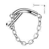 Titanium Vertical dangle Hidden Ear Helix Piercing Bar Top