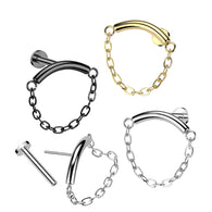 Titanium Vertical dangle Hidden Ear Helix Piercing Bar Top