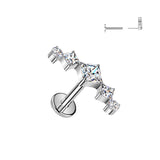 Titanium Threadless Push in Diamond CZ Fan Top Labret Cartilage