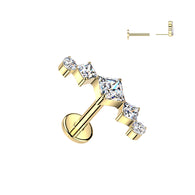 Titanium Threadless Push in Diamond CZ Fan Top Labret Cartilage